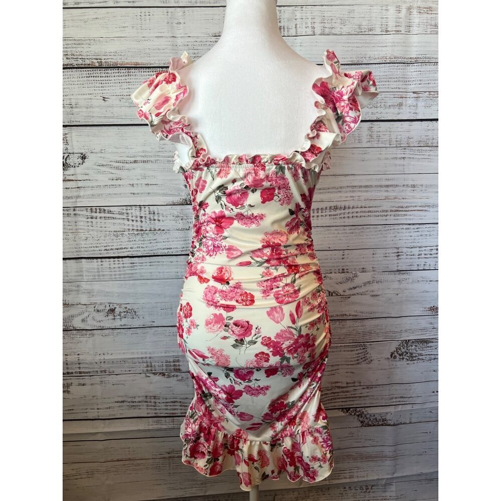 MILUMIA WOMENS BOHO FLORAL RUNCHED BODYCON SLEEVELESS DRESS - Picture 4 of 12
